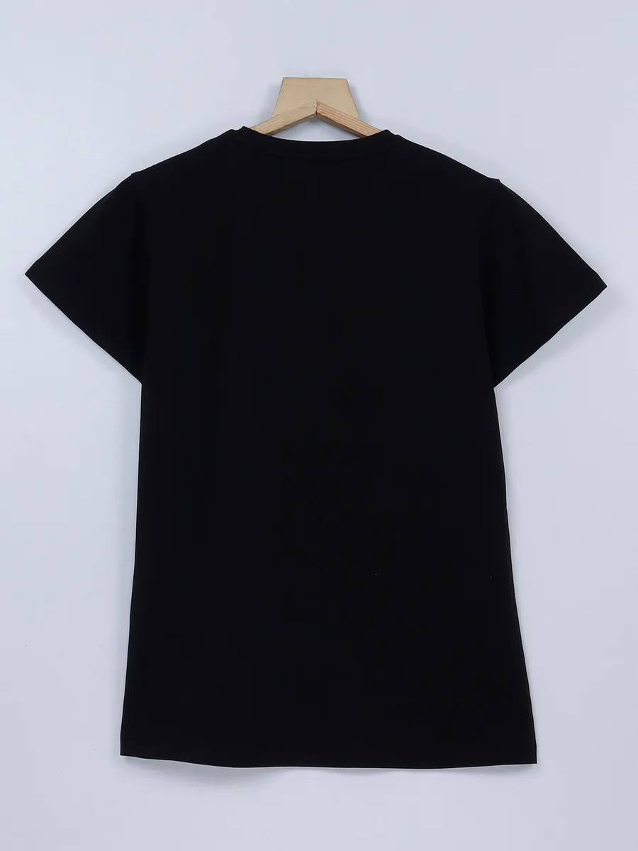 Crimsoune Club black plain cotton t shirt