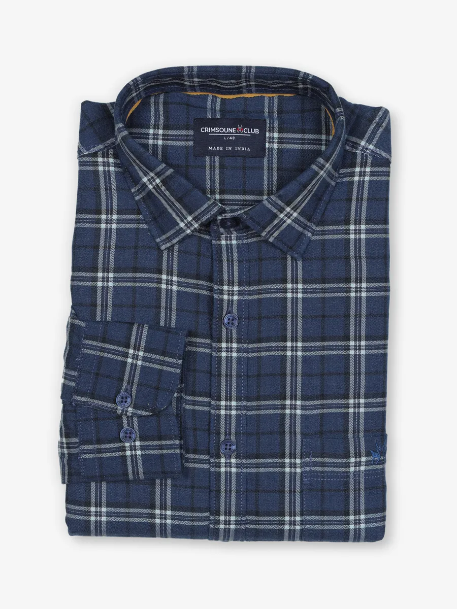 CRIMSOUNE CLUB blue checks shirt