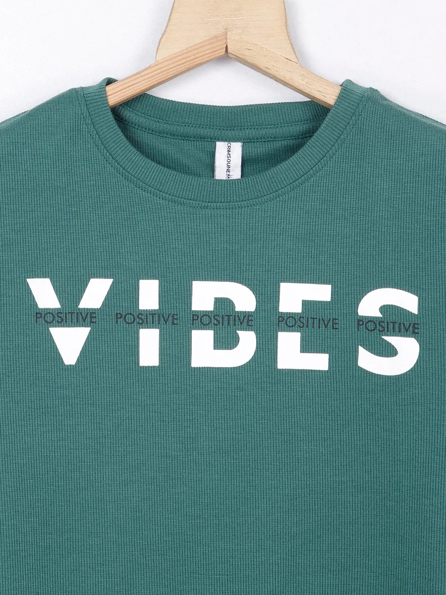 Crimsoune Club green knitted printed top