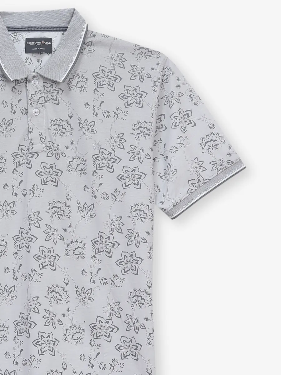 CRIMSOUNE CLUB grey printed polo t-shirt
