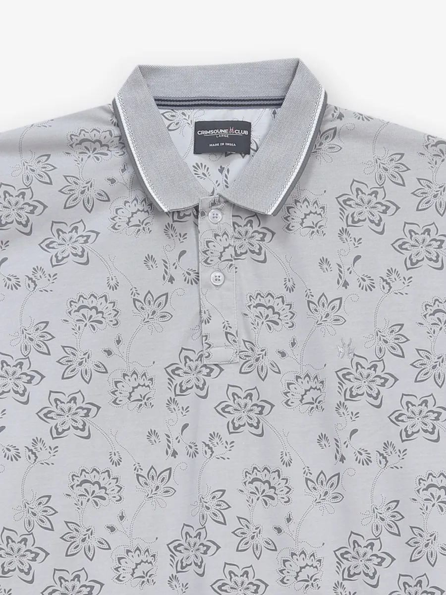 CRIMSOUNE CLUB grey printed polo t-shirt