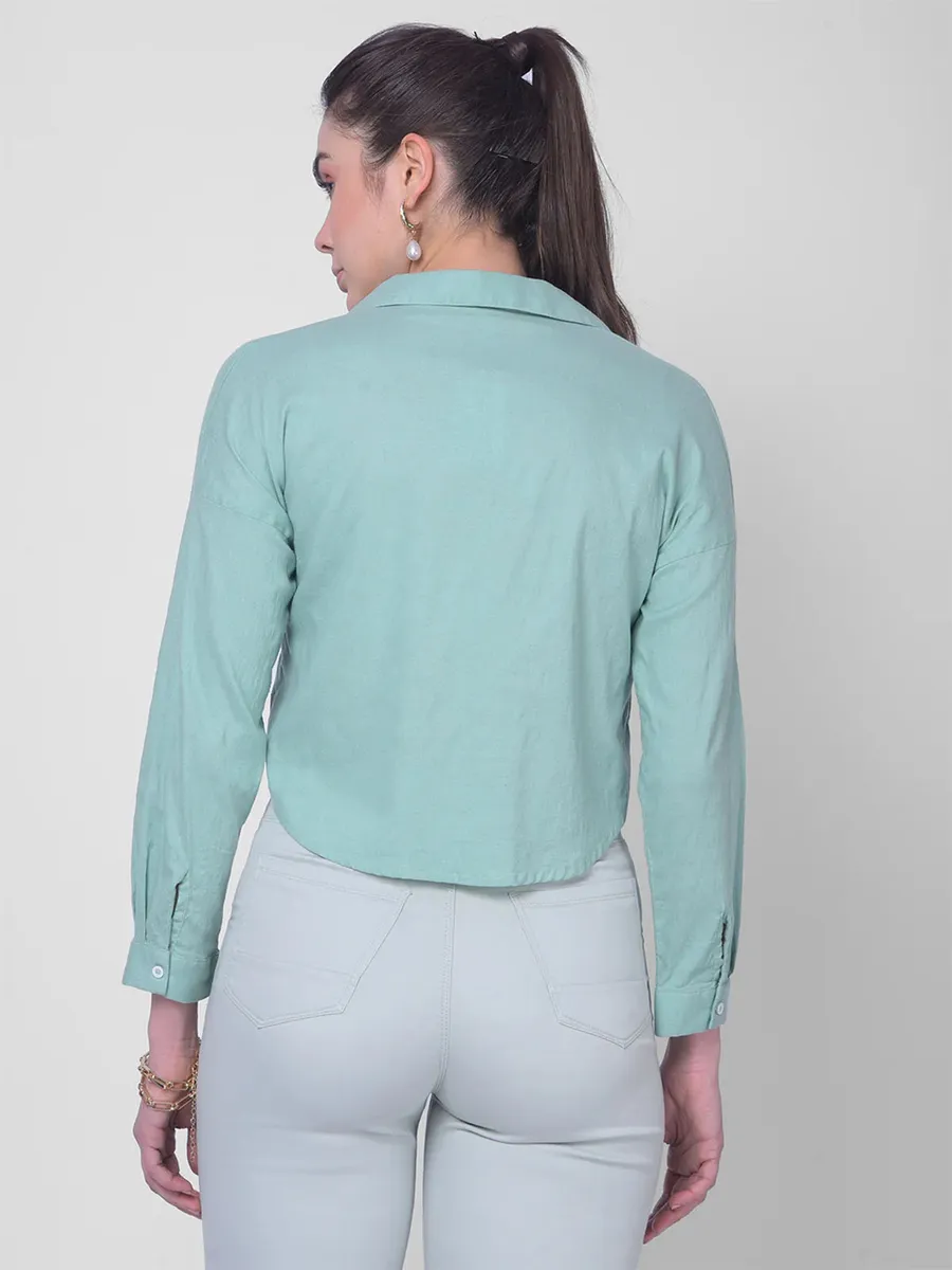 CRIMSOUNE CLUB light green crop shirt