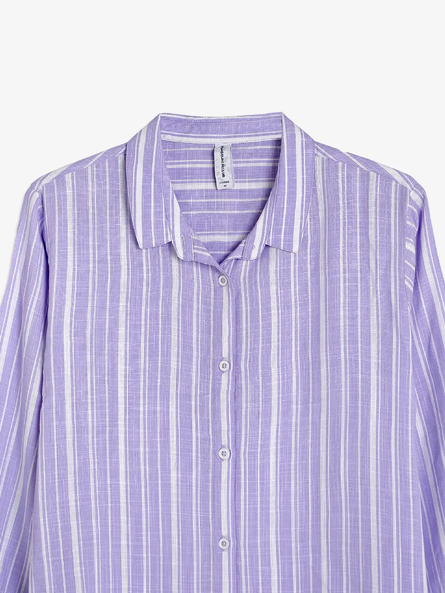 Crimsoune Club light purple stripe long shirt