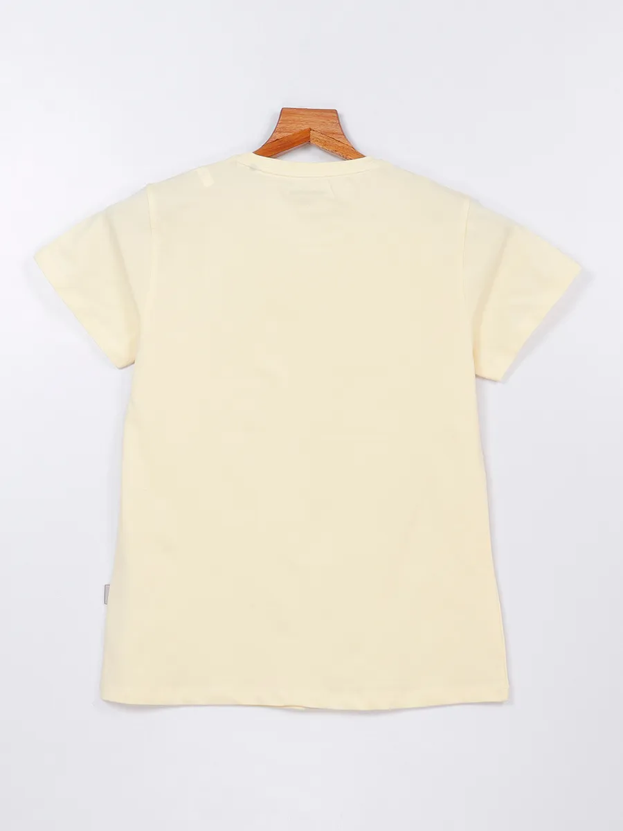 Crimsoune Club light yellow cotton t shirt