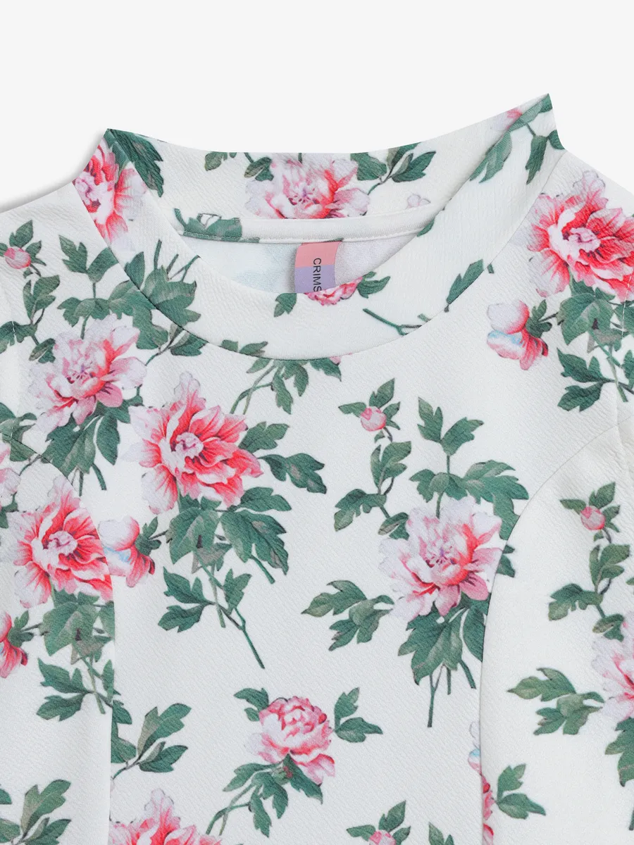 CRIMSOUNE CLUB off-white floral print dress