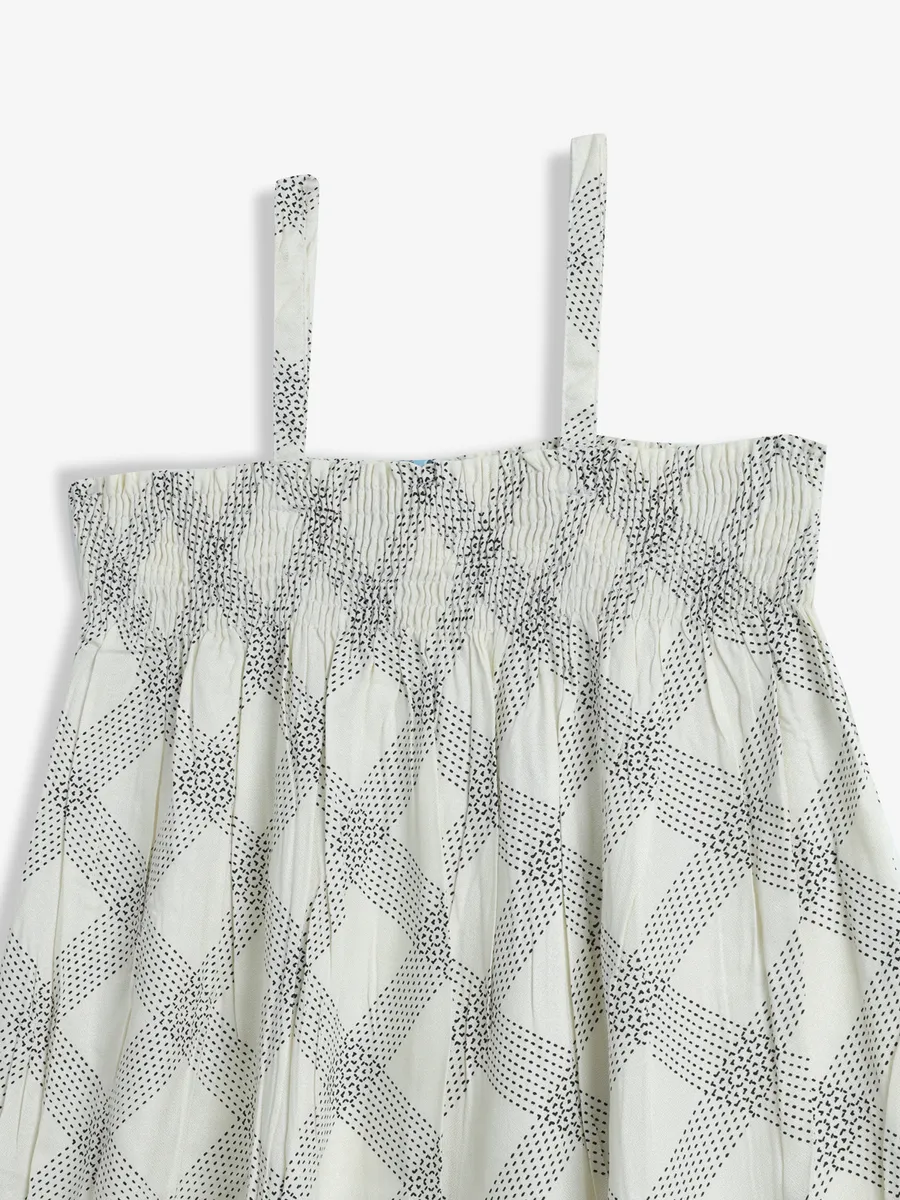 CRIMSOUNE CLUB off-white printed cotton frock