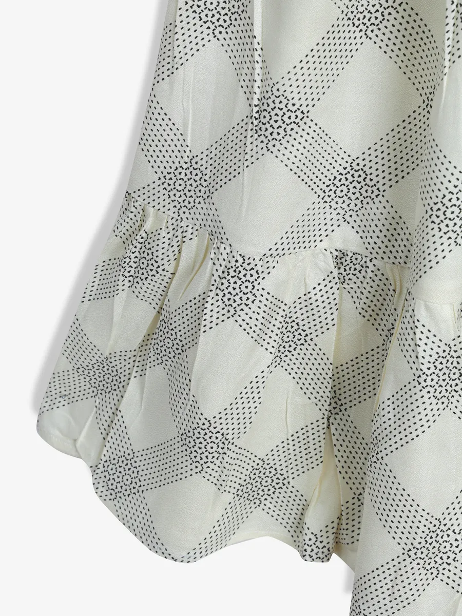CRIMSOUNE CLUB off-white printed cotton frock