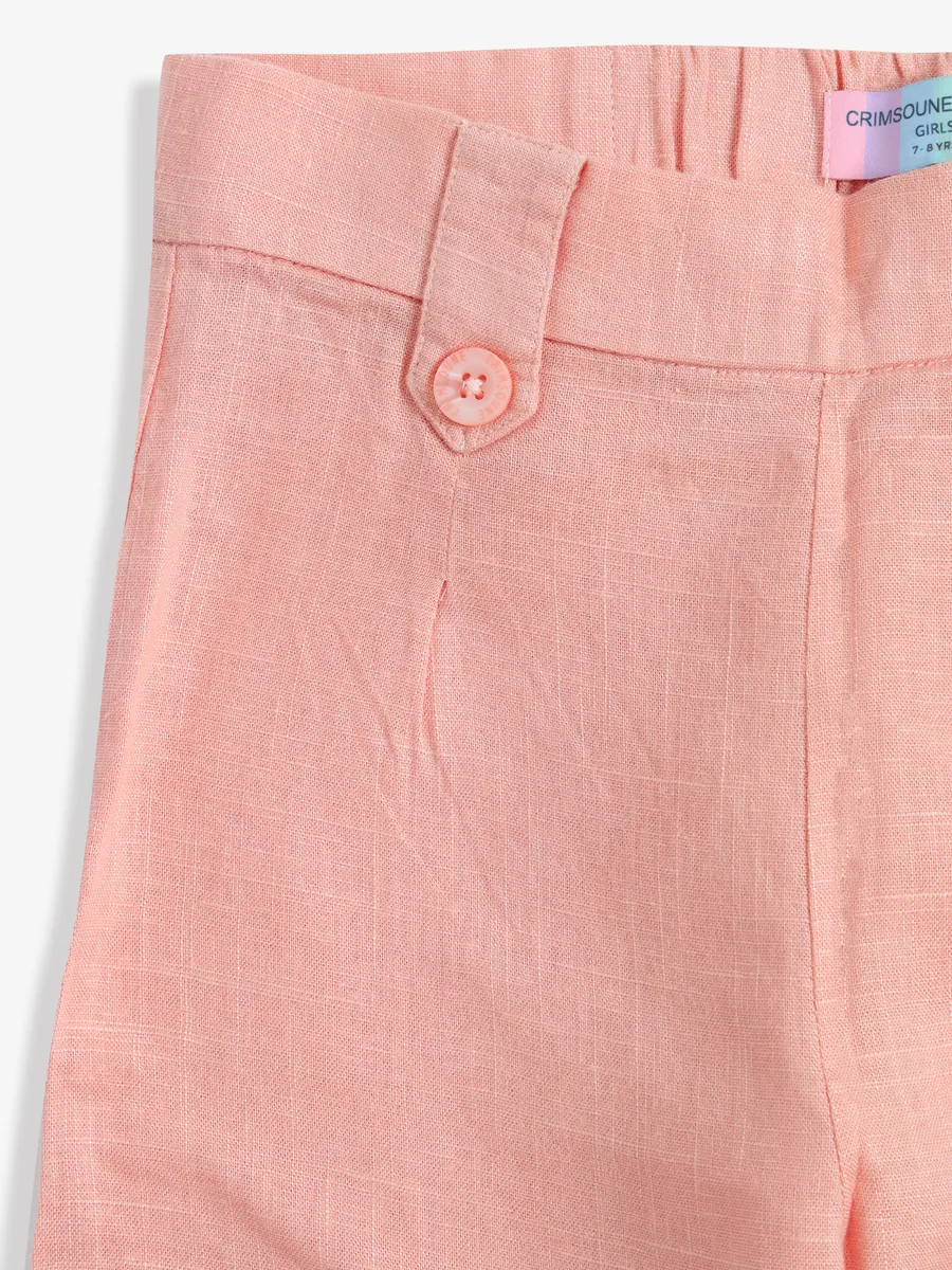 CRIMSOUNE CLUB peach plain cotton pant