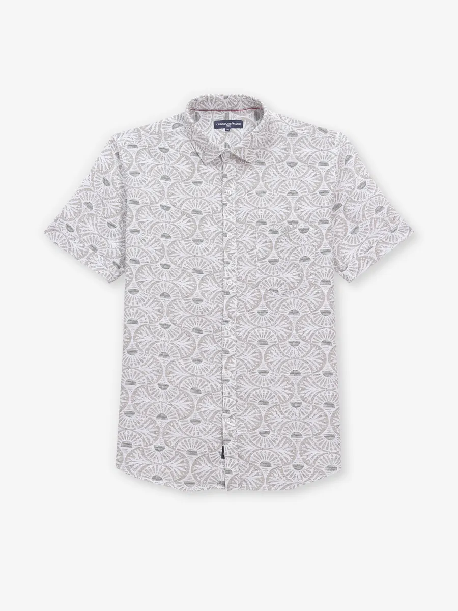 CRIMSOUNE CLUB printed beige cotton shirt