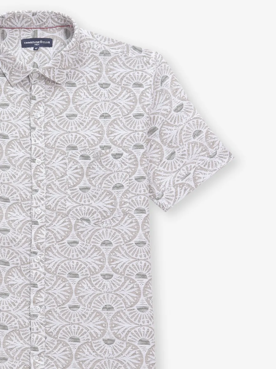 CRIMSOUNE CLUB printed beige cotton shirt