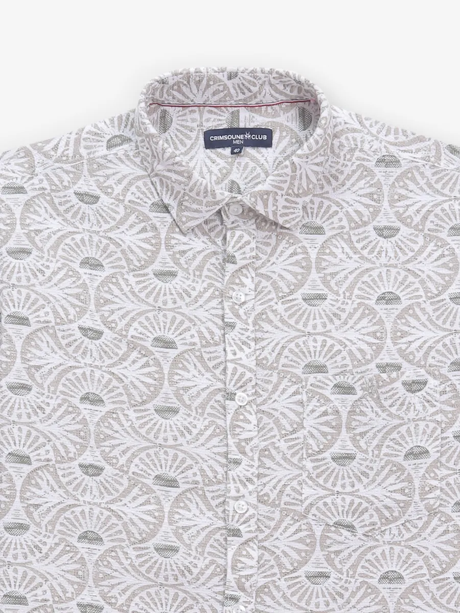 CRIMSOUNE CLUB printed beige cotton shirt