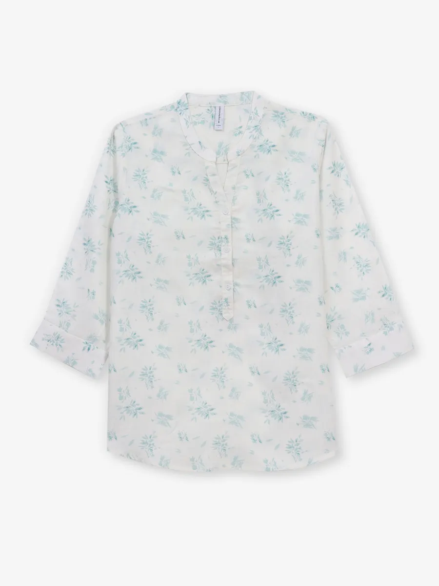 CRIMSOUNE CLUB printed cream cotton top
