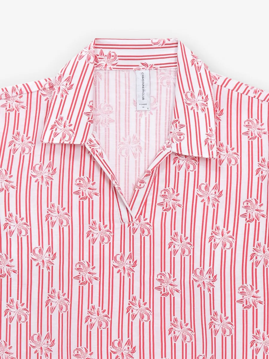 CRIMSOUNE CLUB white and red cotton top