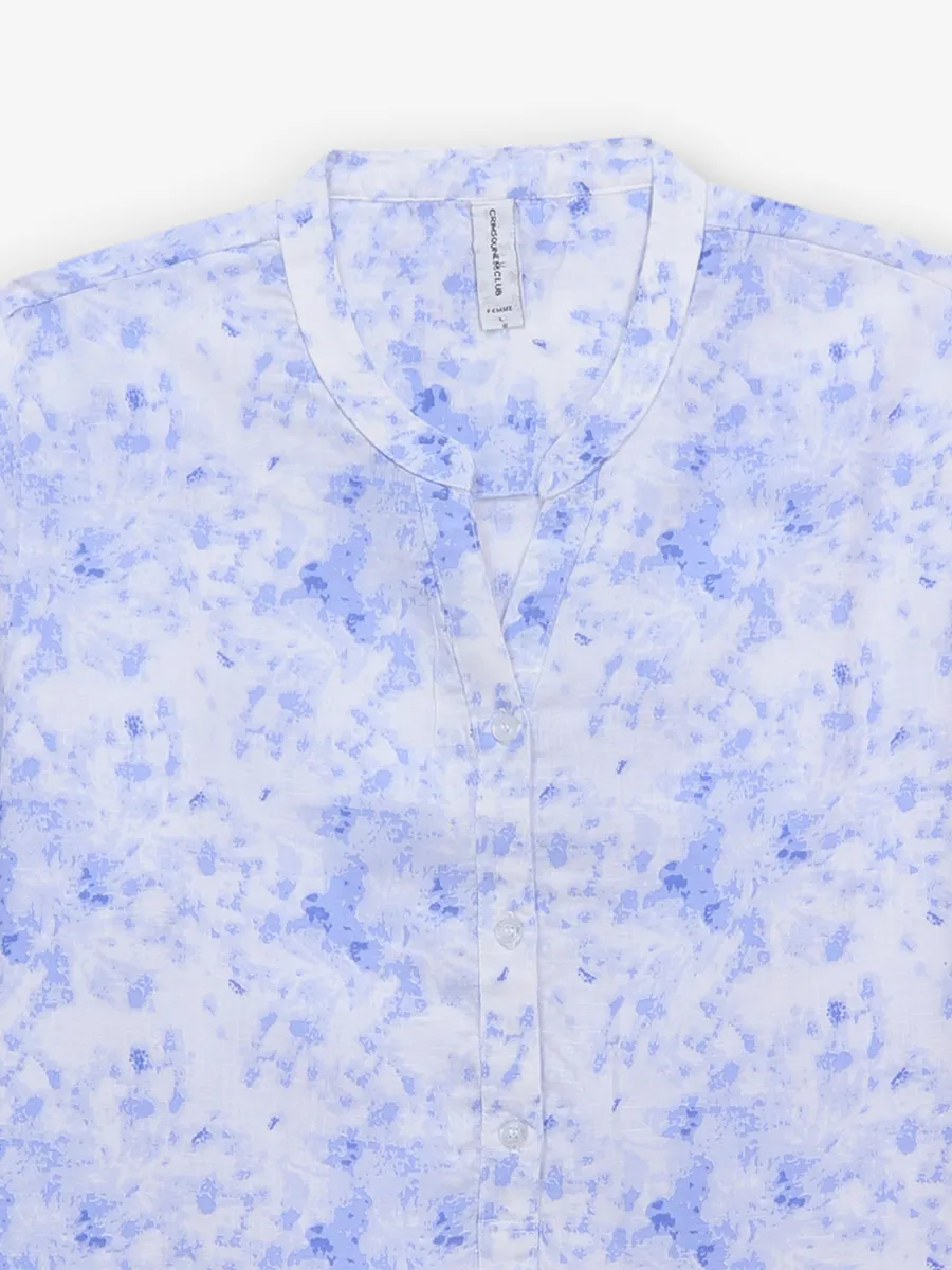 CRIMSOUNE CLUB white cotton printed tunic top