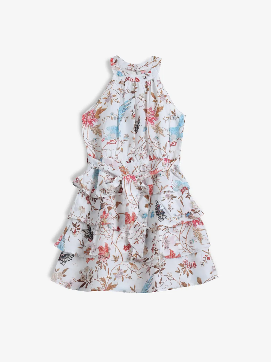 CRIMSOUNE CLUB white printed frock