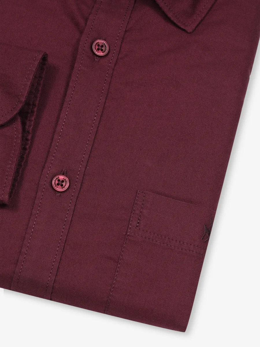 CRIMSOUNE CLUB wine plain cotton shirt