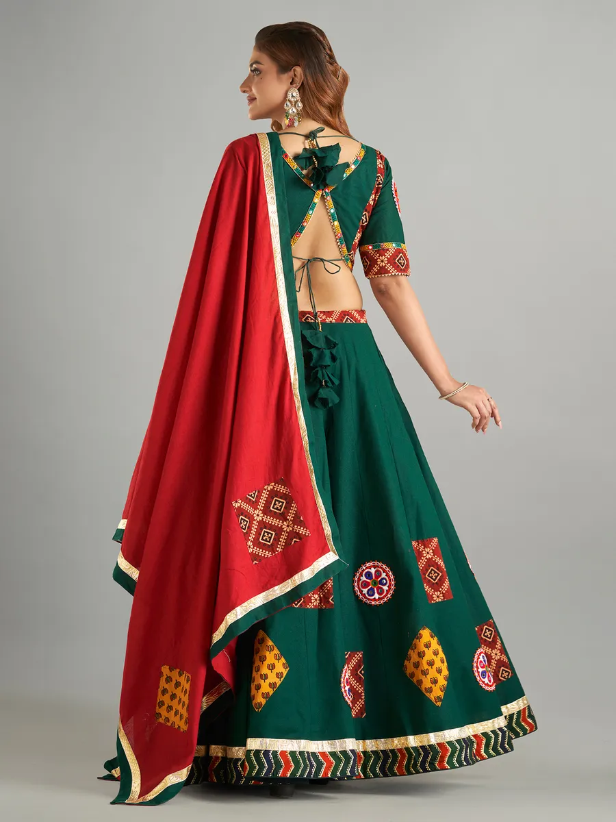 Dark green cotton chaniya choli