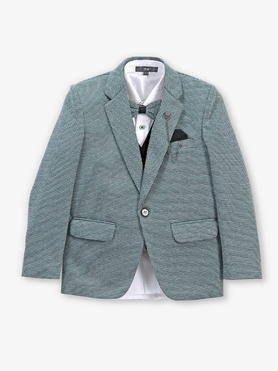 Dark olive terry rayon coat suit for boys