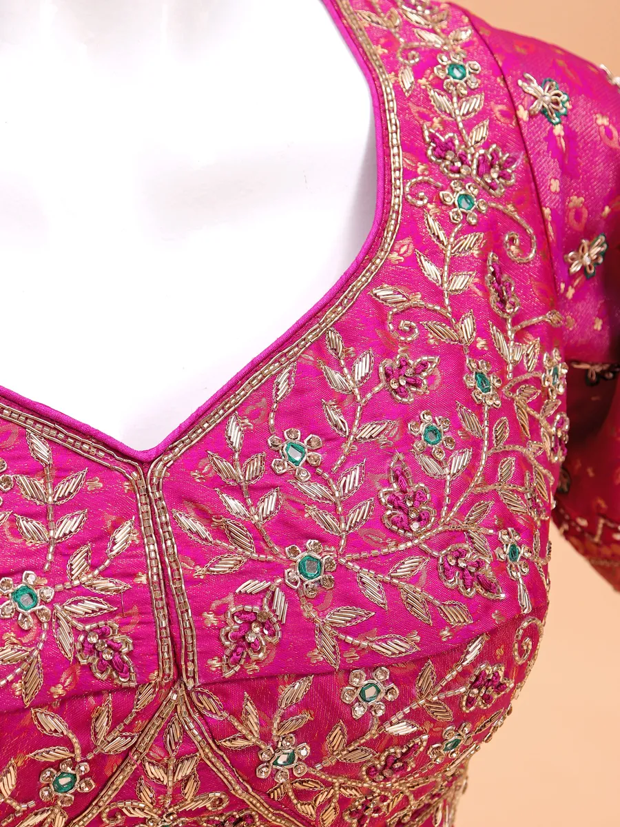 Dark pink sweetheart neck blouse