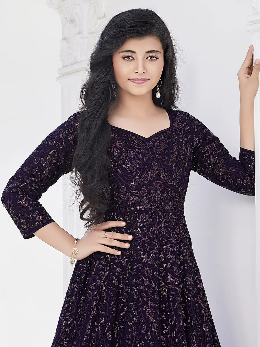 Dark purple georgette gown