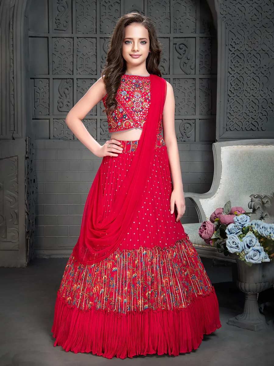 Dashing georgette lehenga choli in magenta