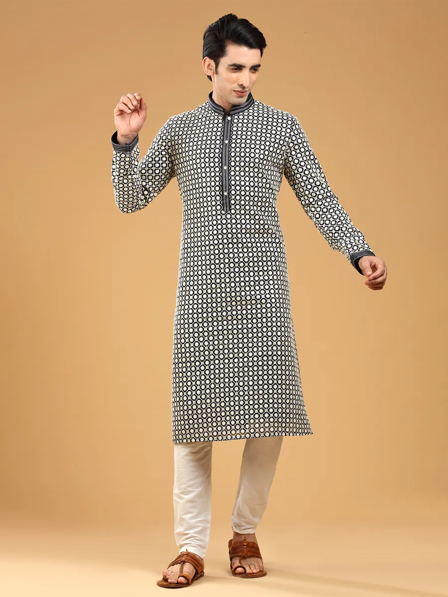 Dashing navy georgette kurta suit