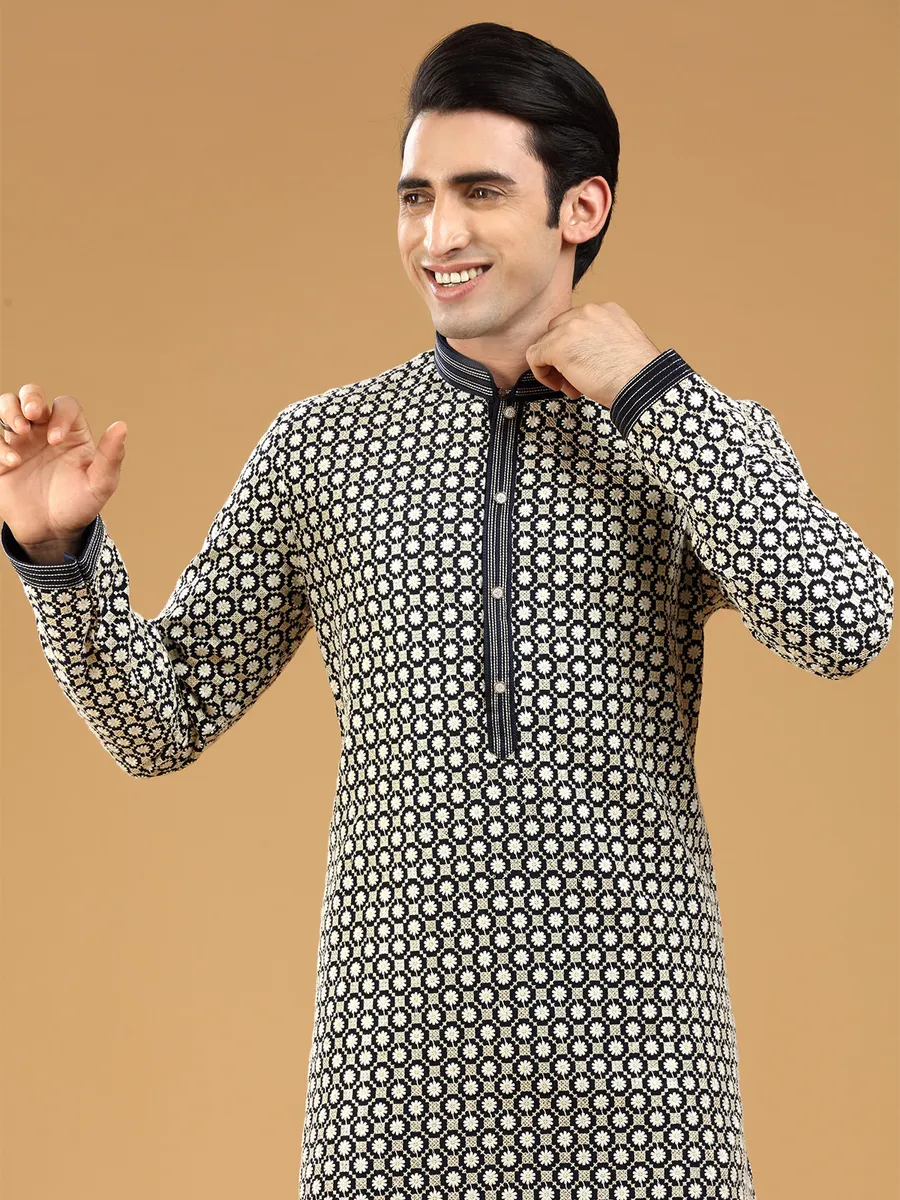 Dashing navy georgette kurta suit