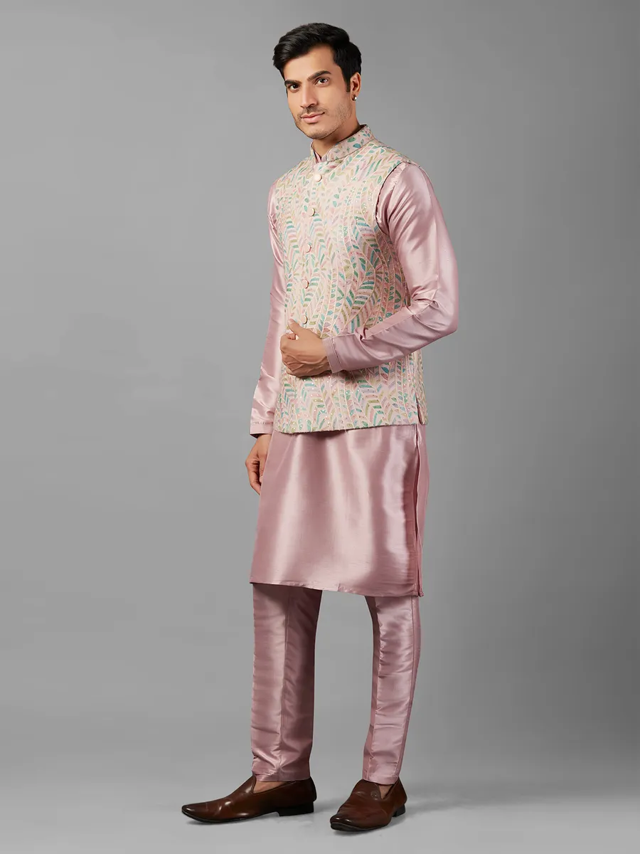 Dashing pink silk waistcoat set