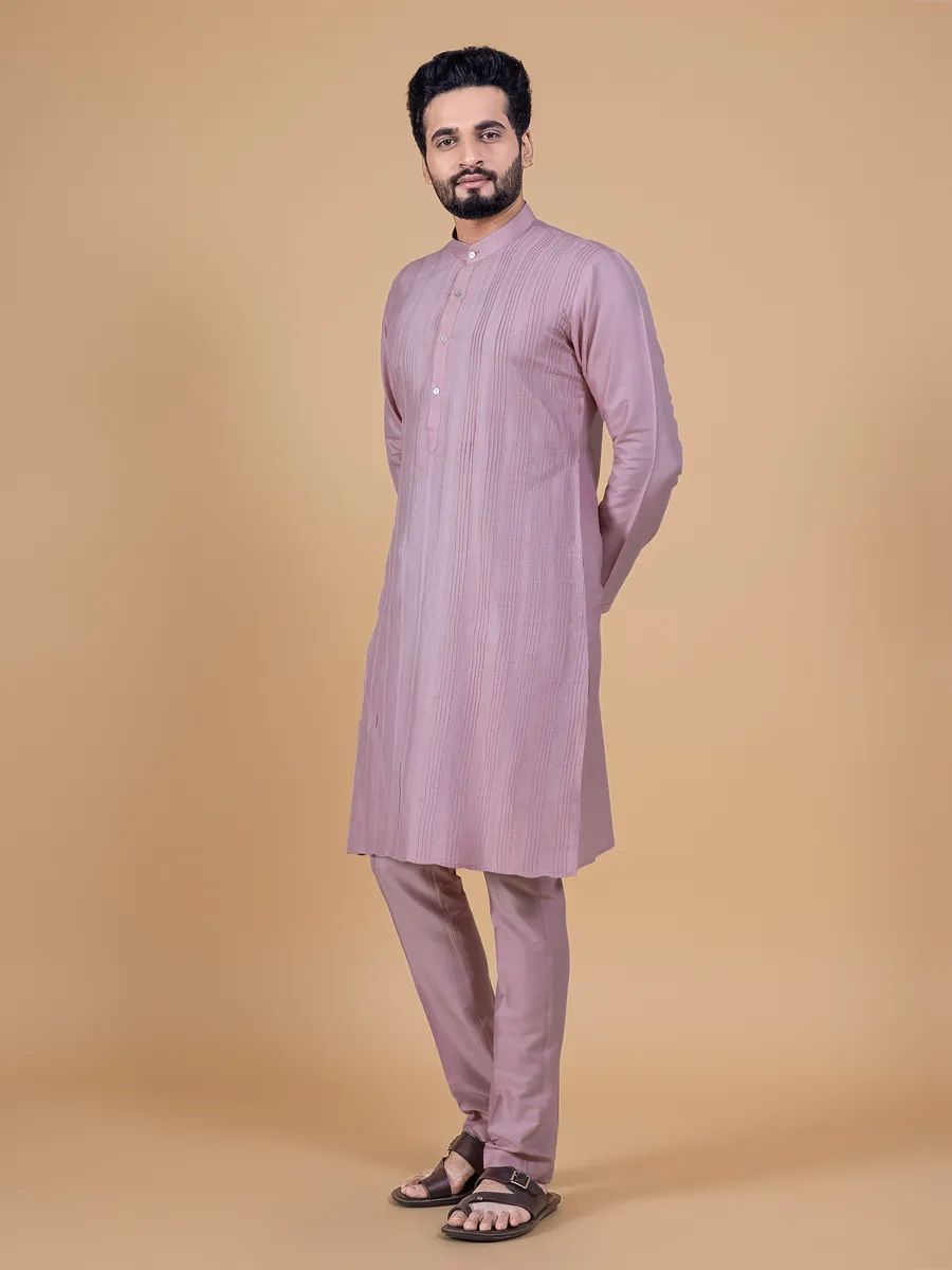 Dashing silk mauve pink kurta suit