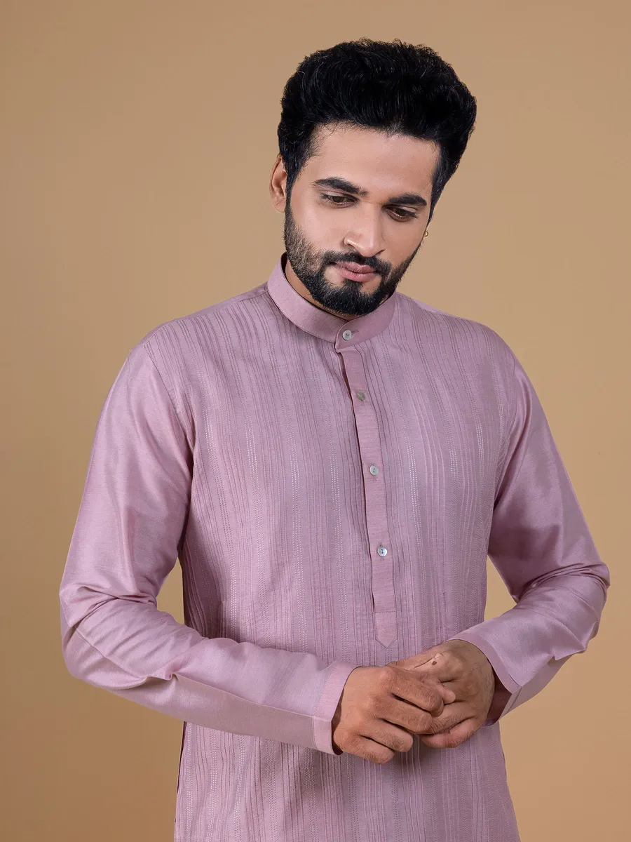 Dashing silk mauve pink kurta suit