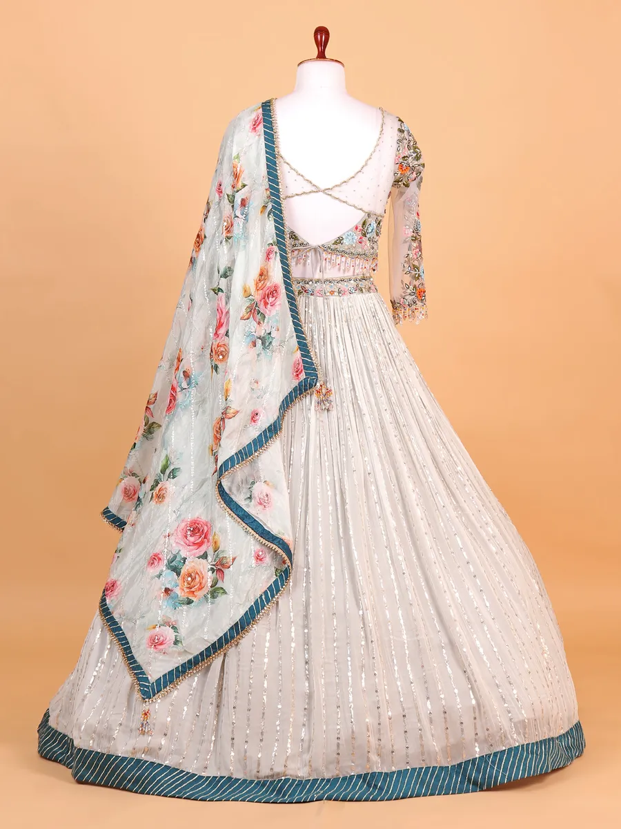 Dazzling georgette grey lehenga choli