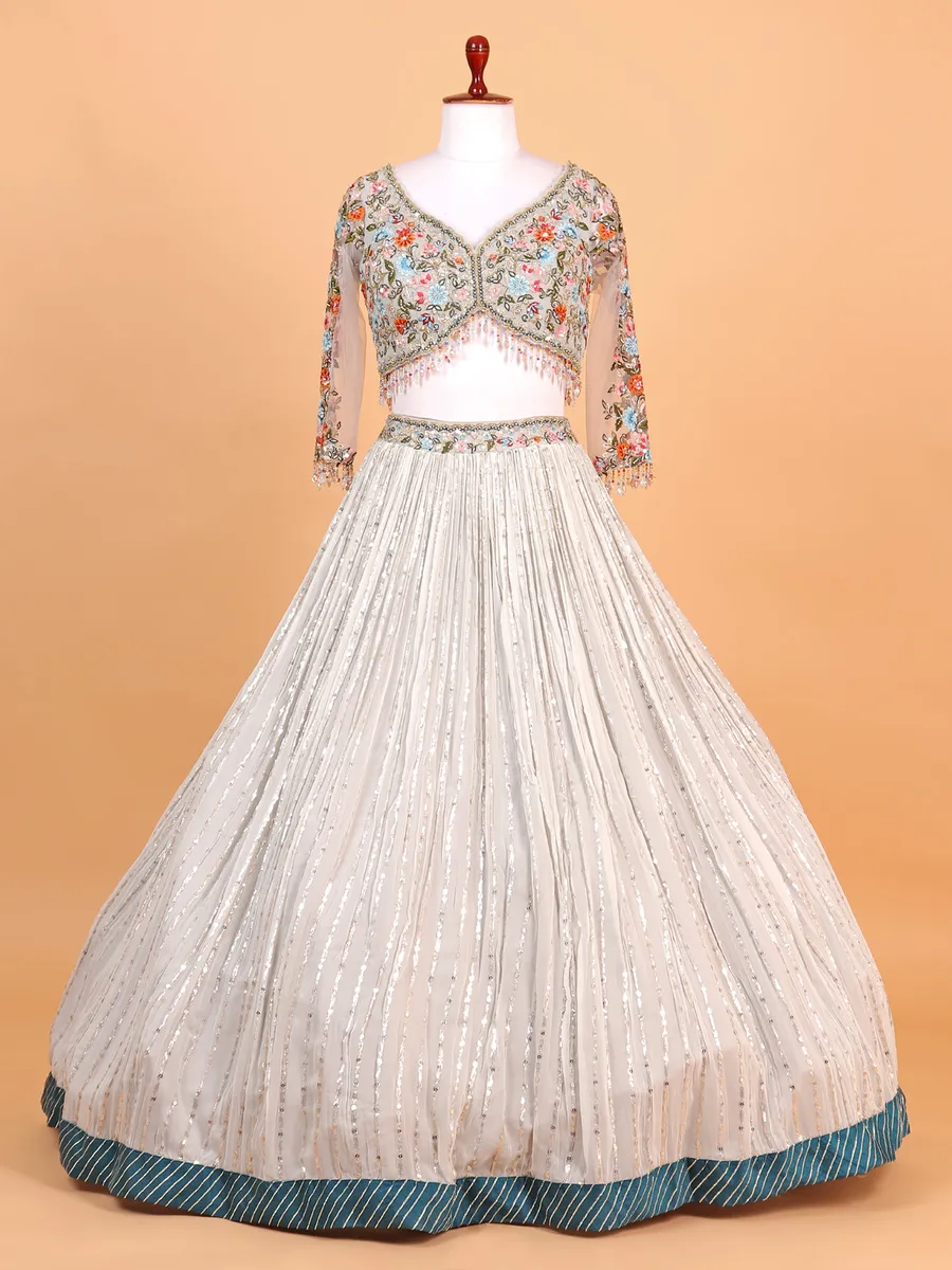 Dazzling georgette grey lehenga choli
