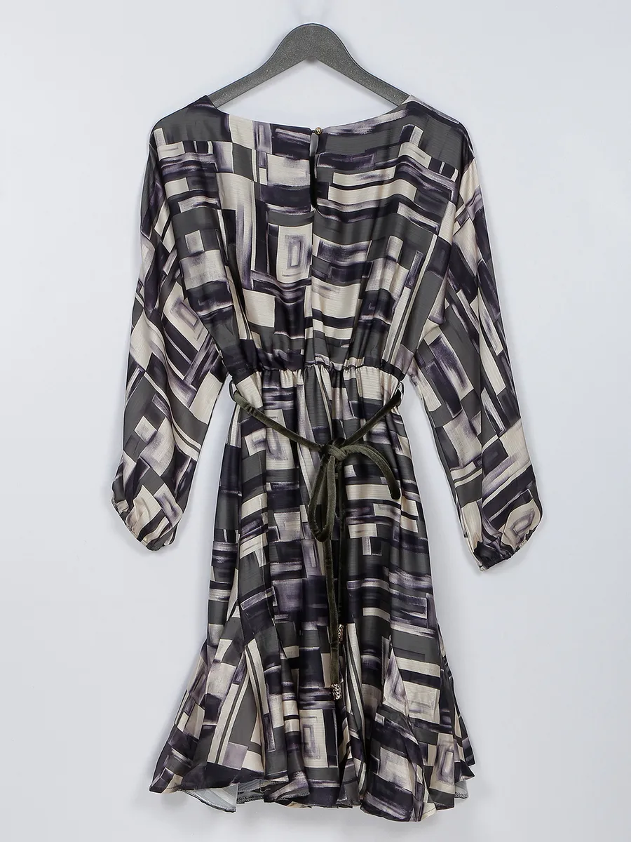 Deal black printed polyester dress