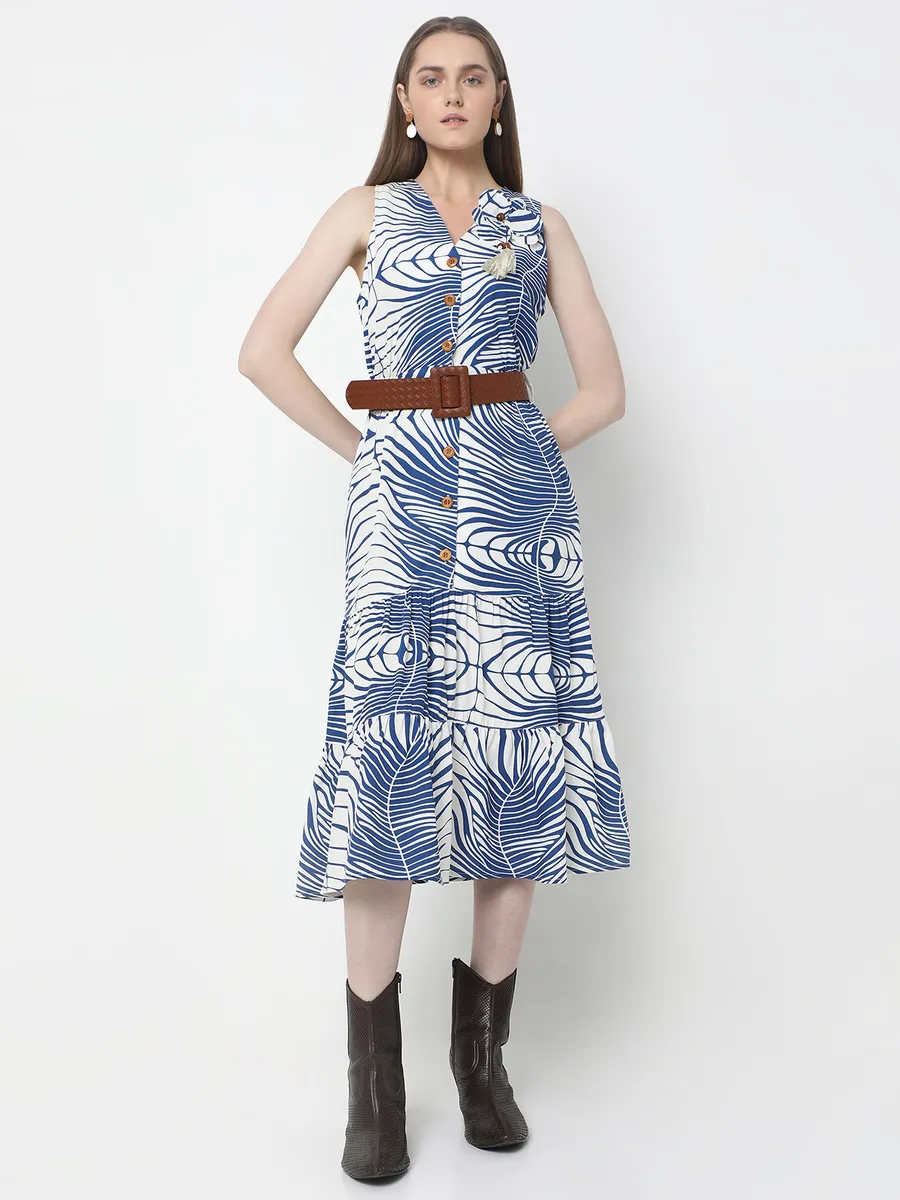 DEAL blue and white printed dress