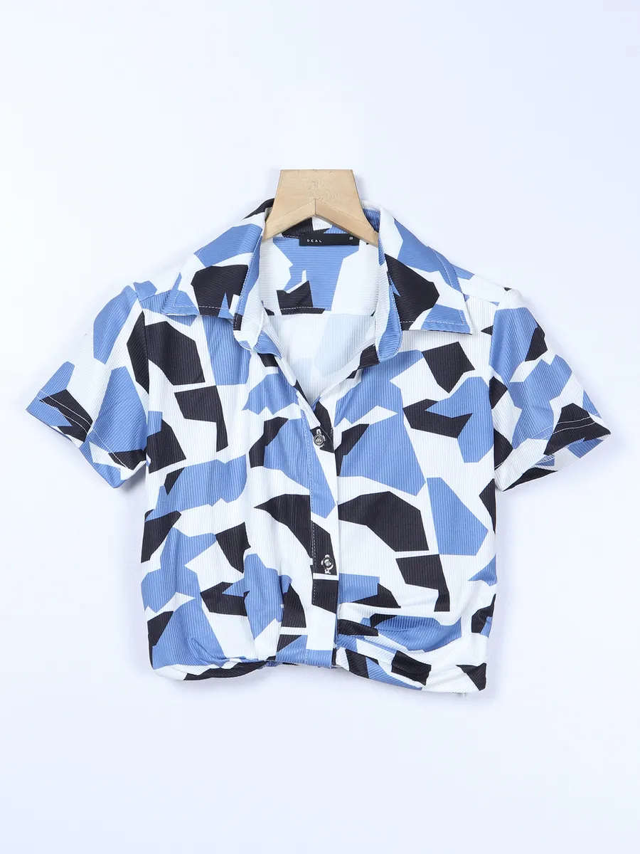 Deal blue girls top in printed