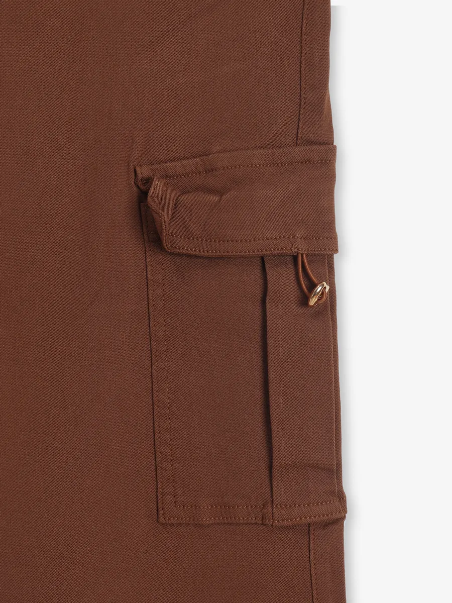 DEAL brown solid denim cargo jeans