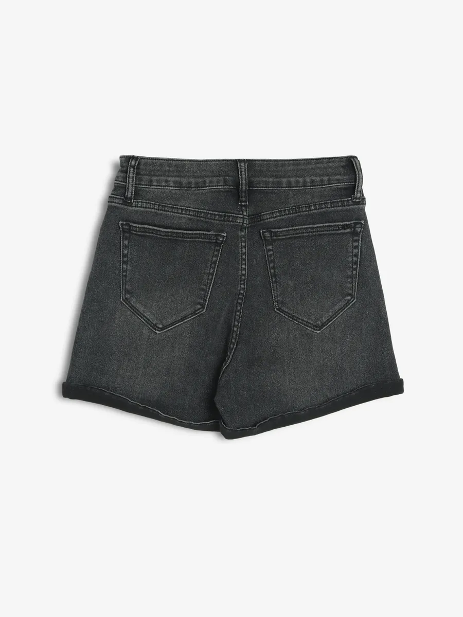 DEAL charcoal grey washed denim shorts