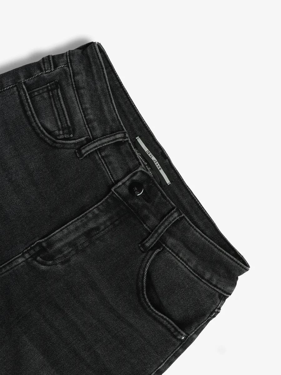 DEAL charcoal grey washed denim shorts