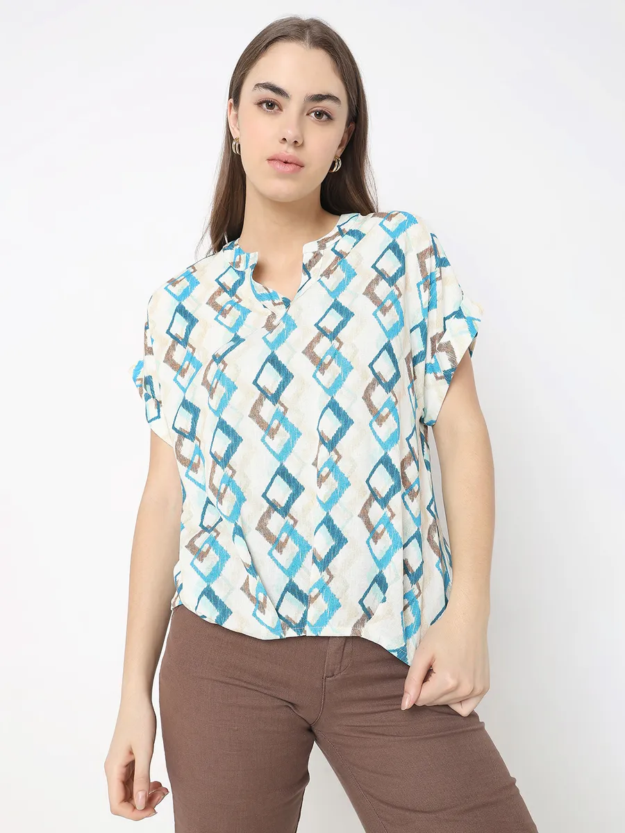 DEAL cotton aqua printed top