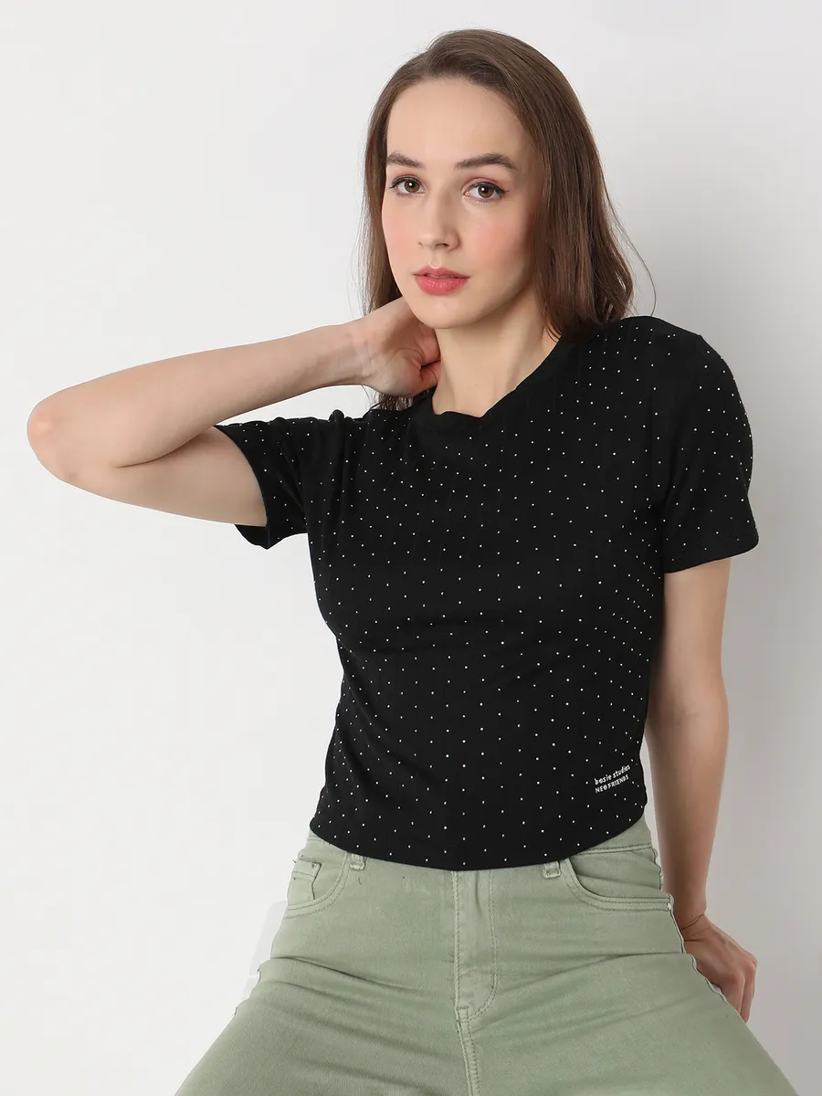 Deal cotton black crop top