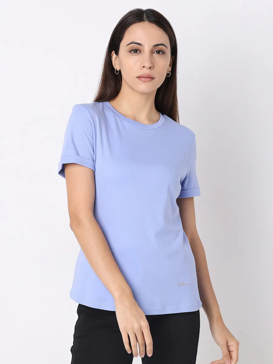 Deal cotton blue plain t-shirt