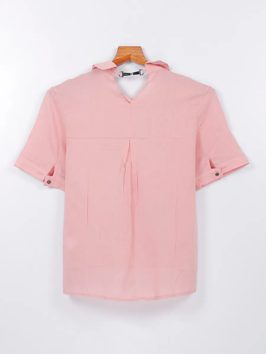 Deal cotton light pink printed shirt