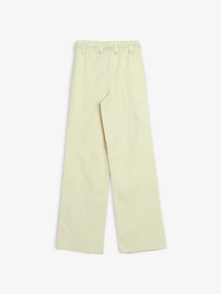 DEAL cream cotton solid pant