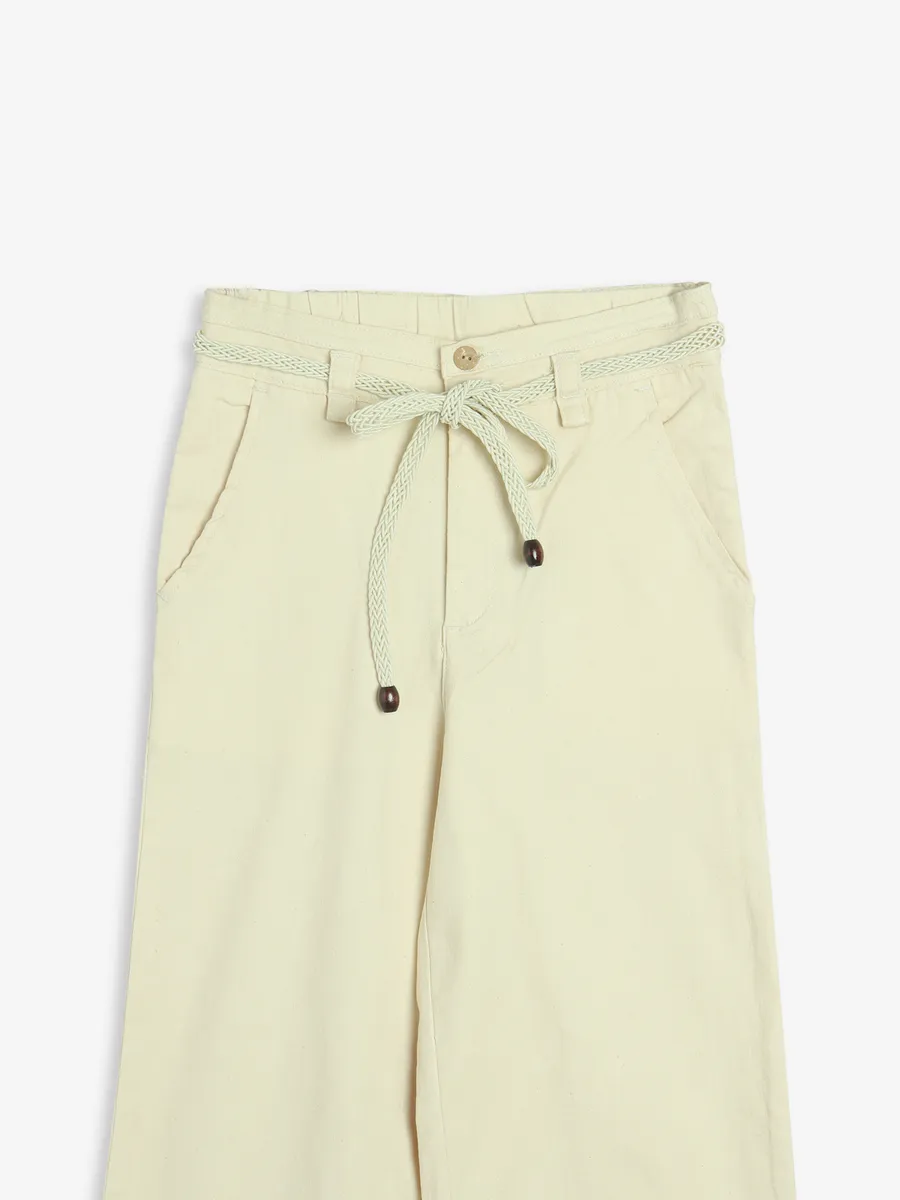 DEAL cream cotton solid pant