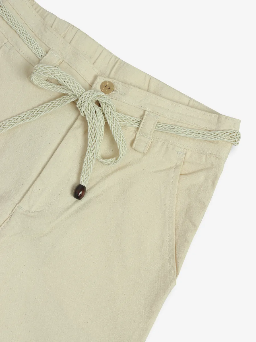 DEAL cream cotton solid pant