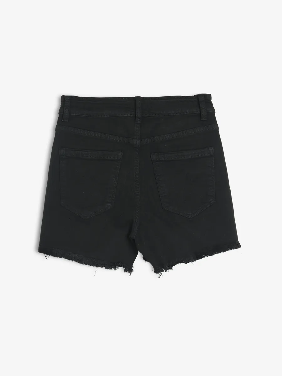 DEAL denim solid black shorts