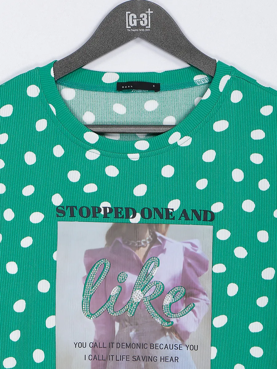 Deal green cotton printed t shirt