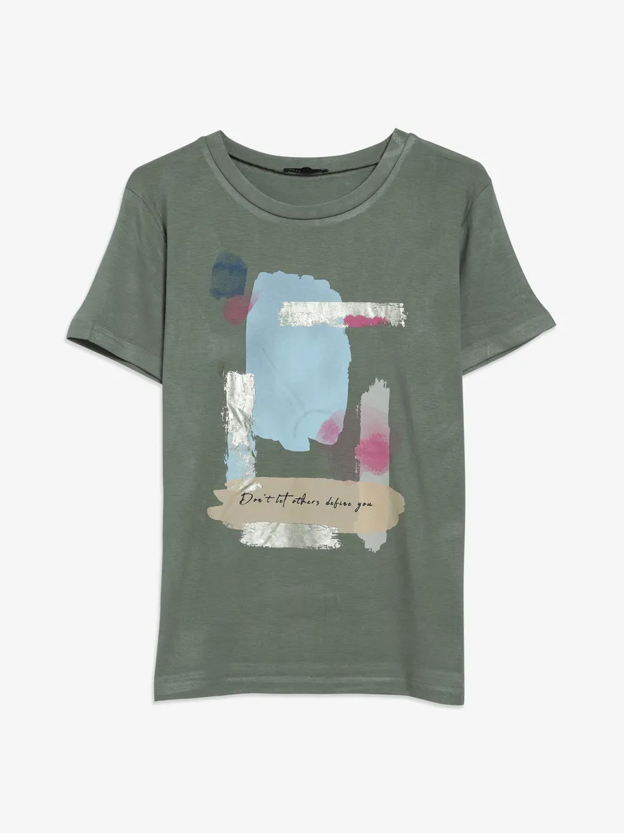 Deal green printed cotton t-shirt