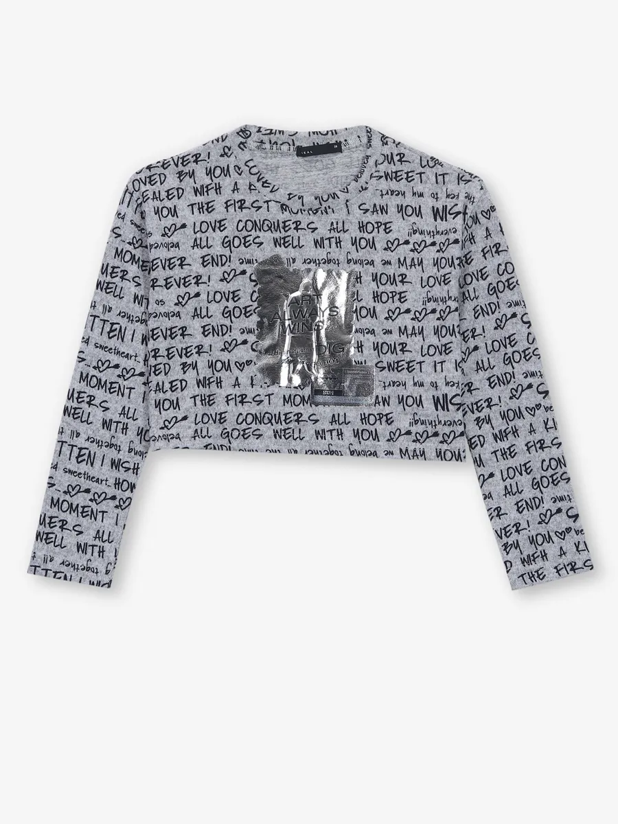 DEAL grey printed cotton crop top