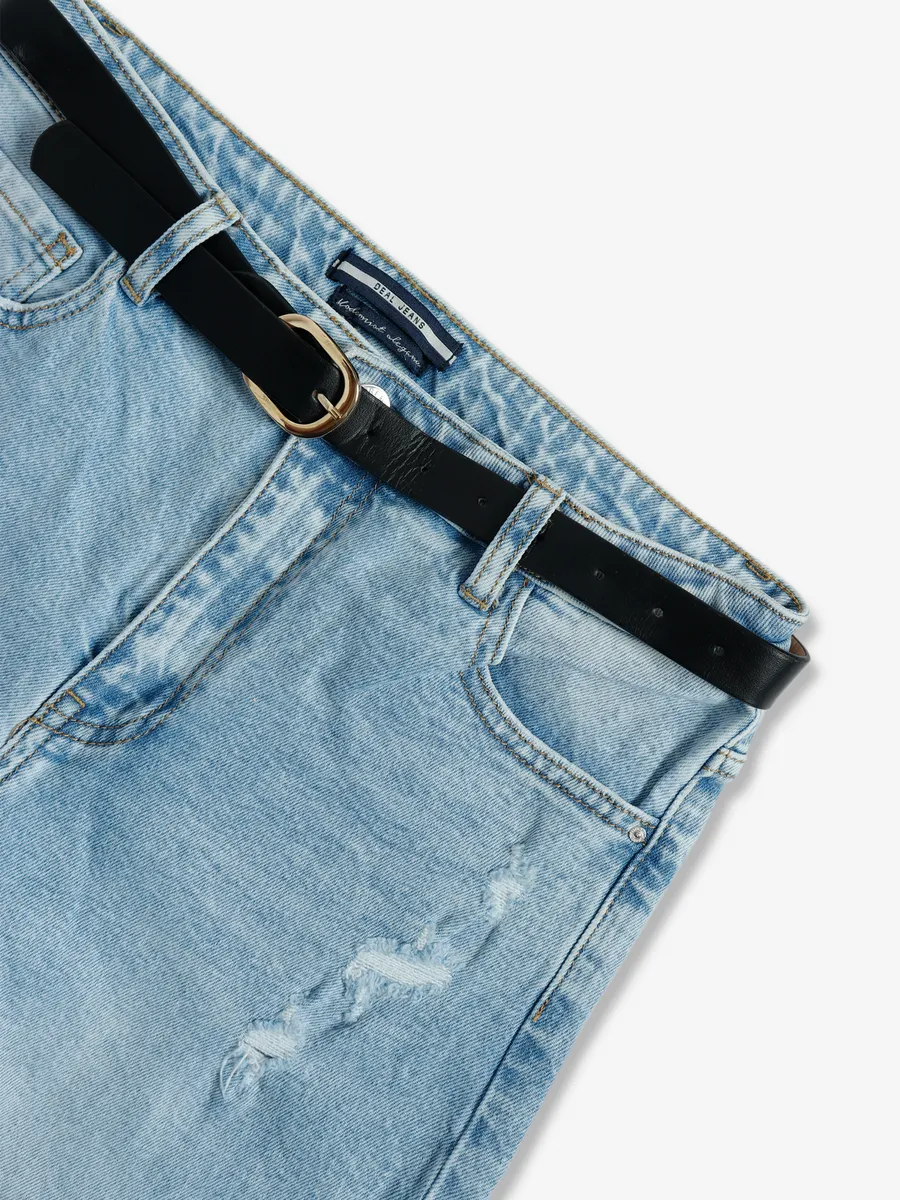 Deal ice blue ripped straight jeans